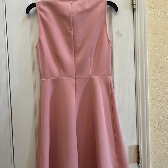 Zara Blush Pink Lace Panel Fit & Flare Mini Dress Ruffle Neck Coquette Feminine - Picture 3 of 8